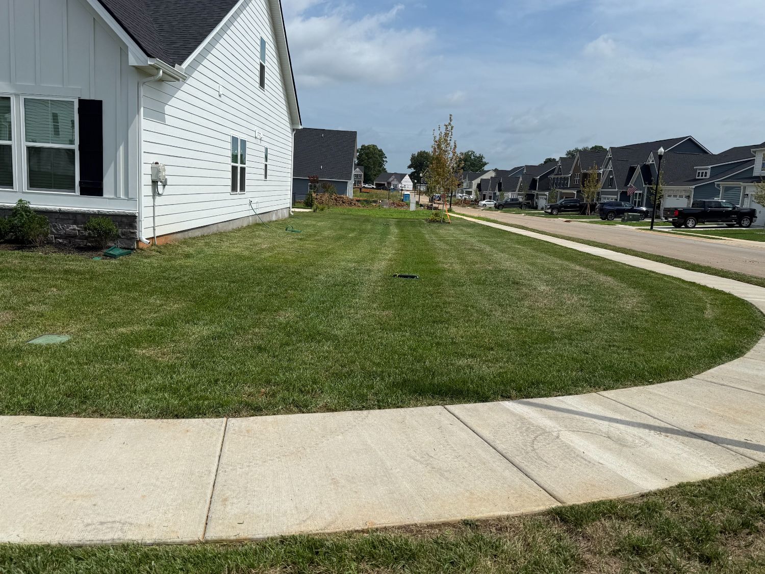 Freshly striped lawn by Stevens' Lawn Enforcement